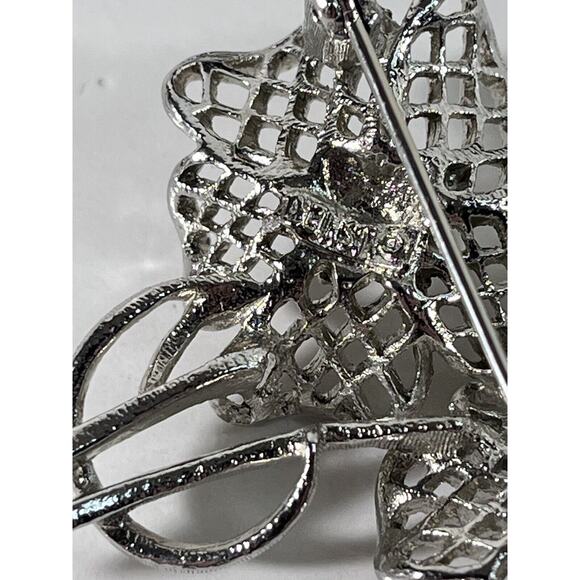 Unser Stunning Silver 5 Leaf Clover Brooch Pin - Picture 3 of 4